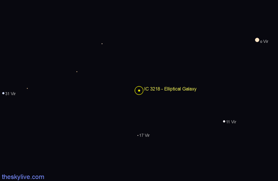 Finder chart IC 3218 - Elliptical Galaxy in Virgo star
