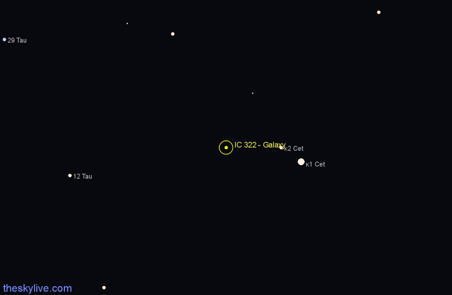 Finder chart IC 322 - Galaxy in Taurus star