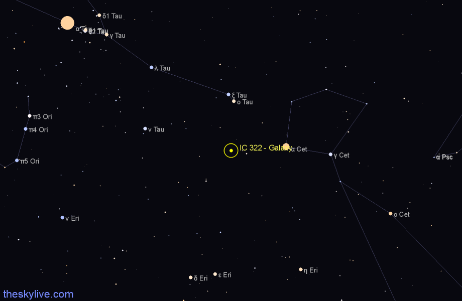 Finder chart IC 322 - Galaxy in Taurus star