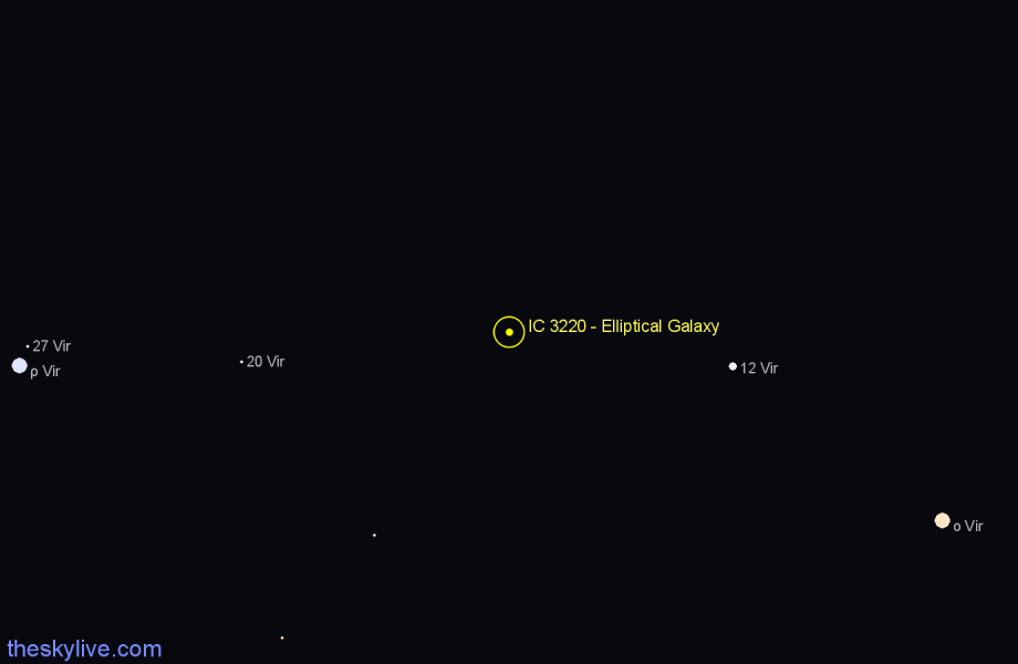 Finder chart IC 3220 - Elliptical Galaxy in Virgo star