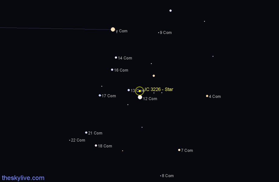 Finder chart IC 3226 - Star in Coma Berenices star
