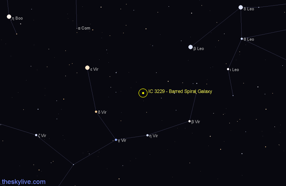Finder chart IC 3229 - Barred Spiral Galaxy in Virgo star