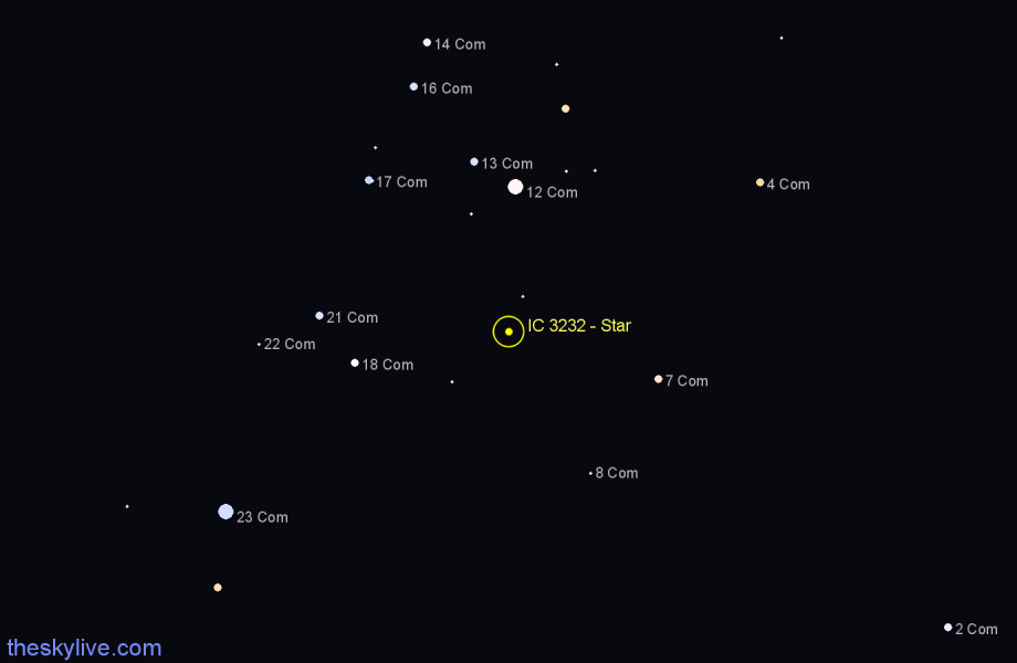 Finder chart IC 3232 - Star in Coma Berenices star