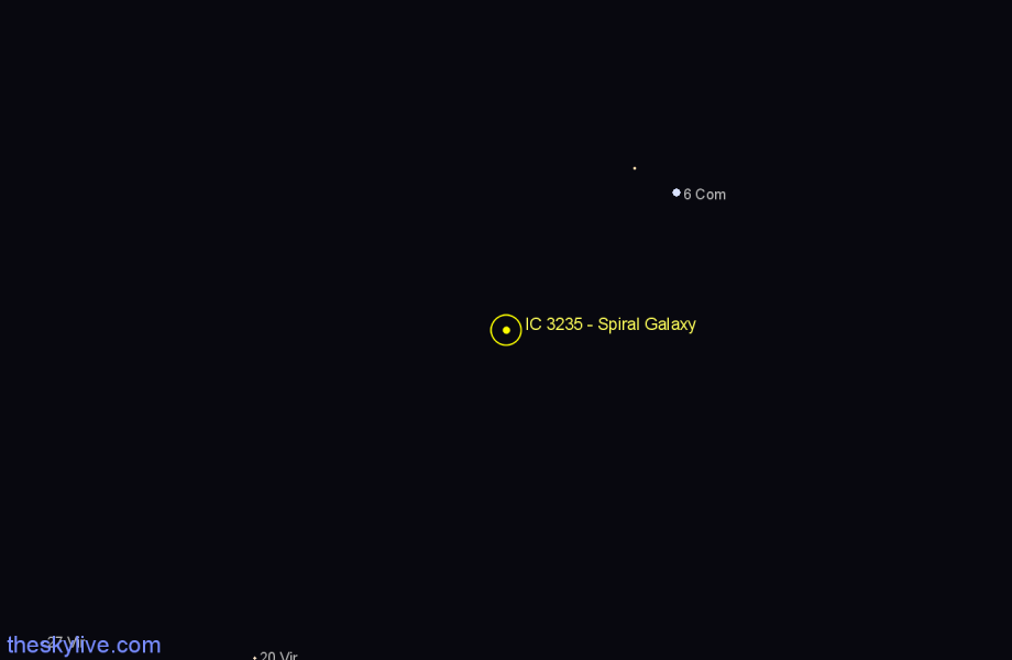 Finder chart IC 3235 - Spiral Galaxy in Coma Berenices star