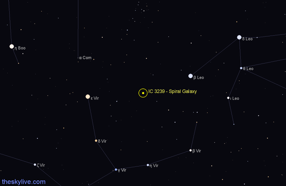 Finder chart IC 3239 - Spiral Galaxy in Virgo star