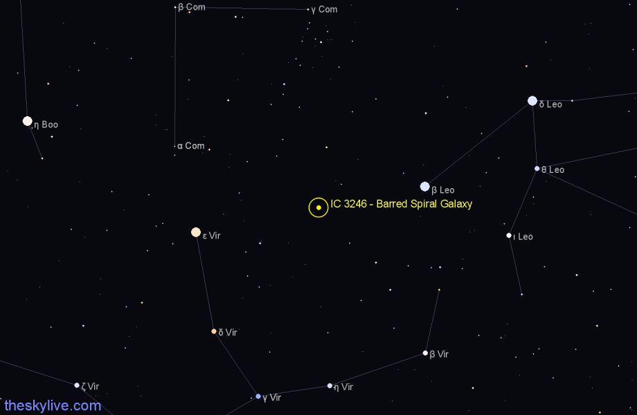 Finder chart IC 3246 - Barred Spiral Galaxy in Virgo star