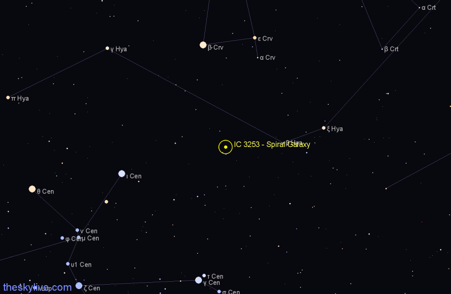 Finder chart IC 3253 - Spiral Galaxy in Centaurus star