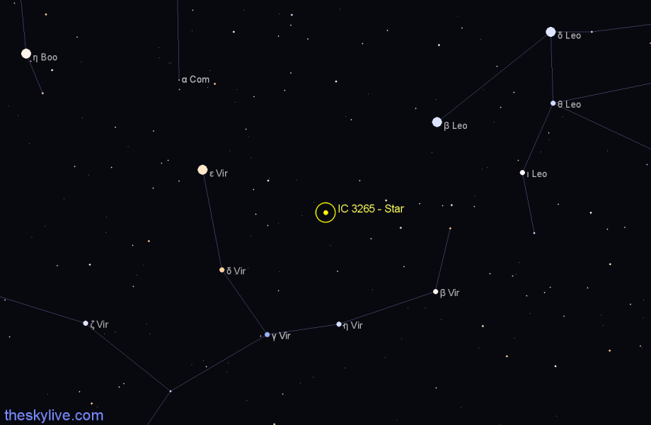 Finder chart IC 3265 - Star in Virgo star