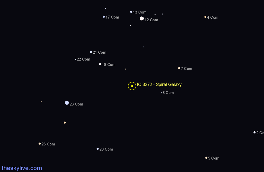 Finder chart IC 3272 - Spiral Galaxy in Coma Berenices star