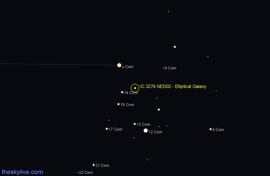 Finder chart IC 3278 NED02 - Elliptical Galaxy in Coma Berenices star
