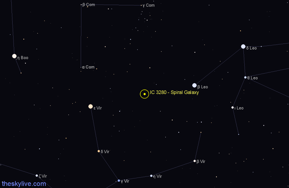 Finder chart IC 3280 - Spiral Galaxy in Virgo star
