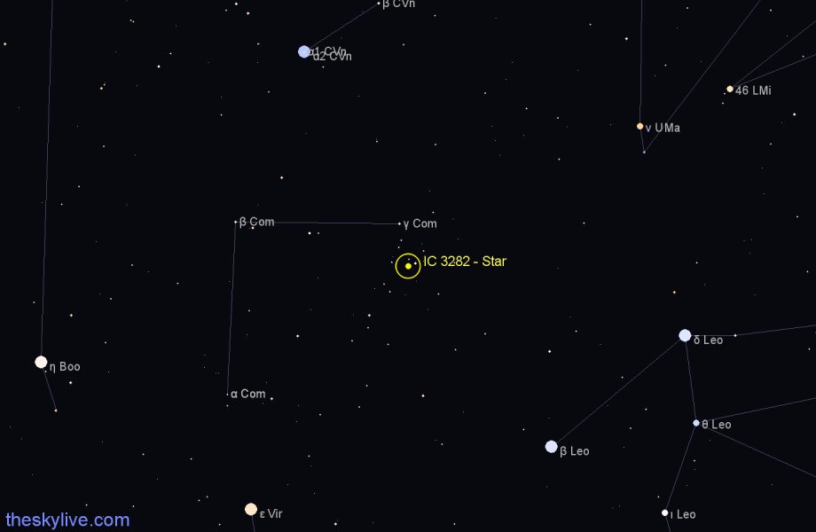Finder chart IC 3282 - Star in Coma Berenices star