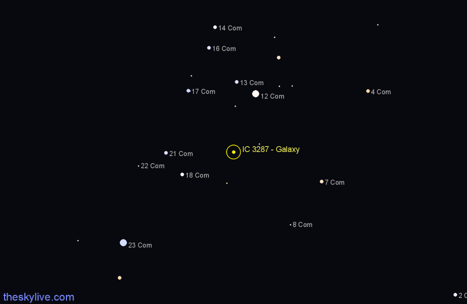 Finder chart IC 3287 - Galaxy in Coma Berenices star