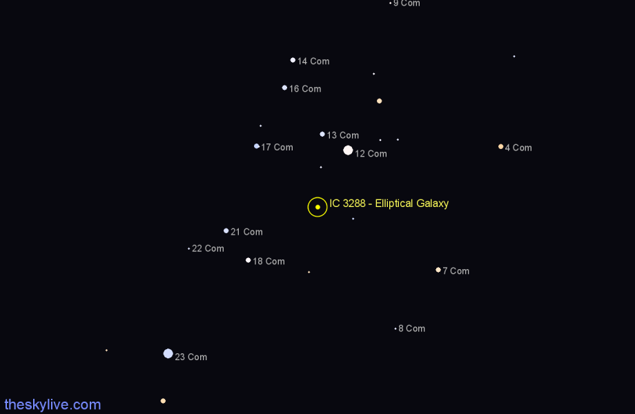 Finder chart IC 3288 - Elliptical Galaxy in Coma Berenices star