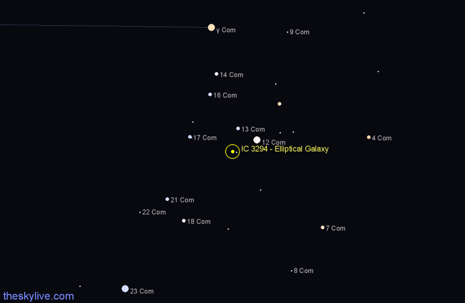 Finder chart IC 3294 - Elliptical Galaxy in Coma Berenices star