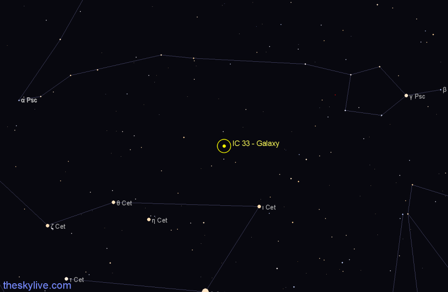 Finder chart IC 33 - Galaxy in Cetus star