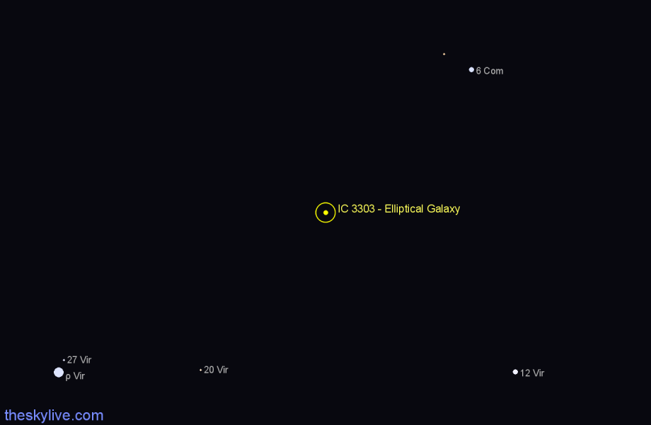 Finder chart IC 3303 - Elliptical Galaxy in Virgo star