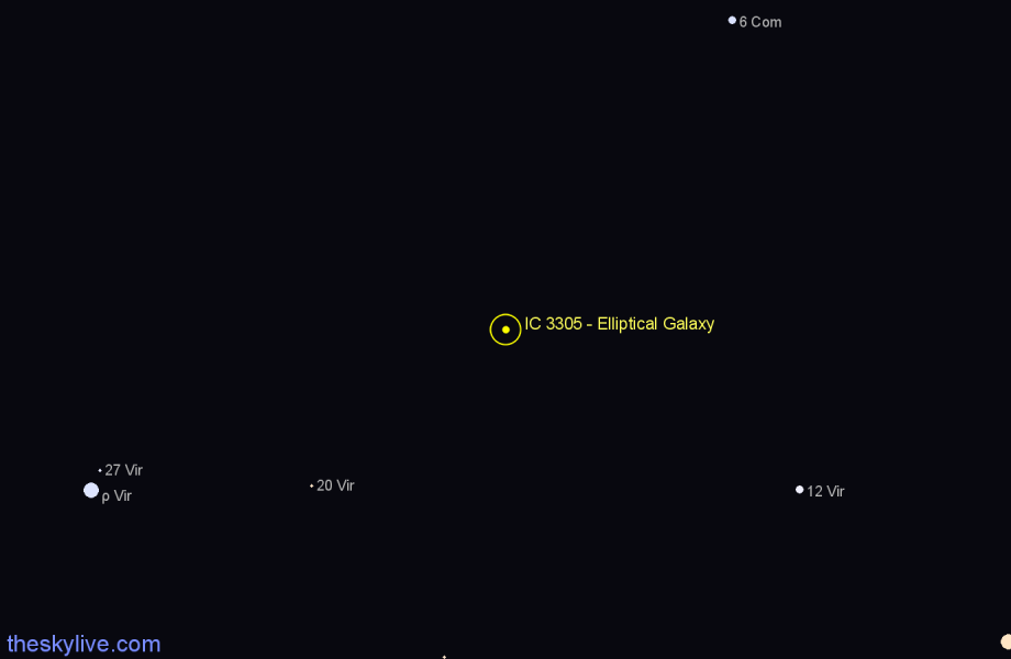 Finder chart IC 3305 - Elliptical Galaxy in Virgo star