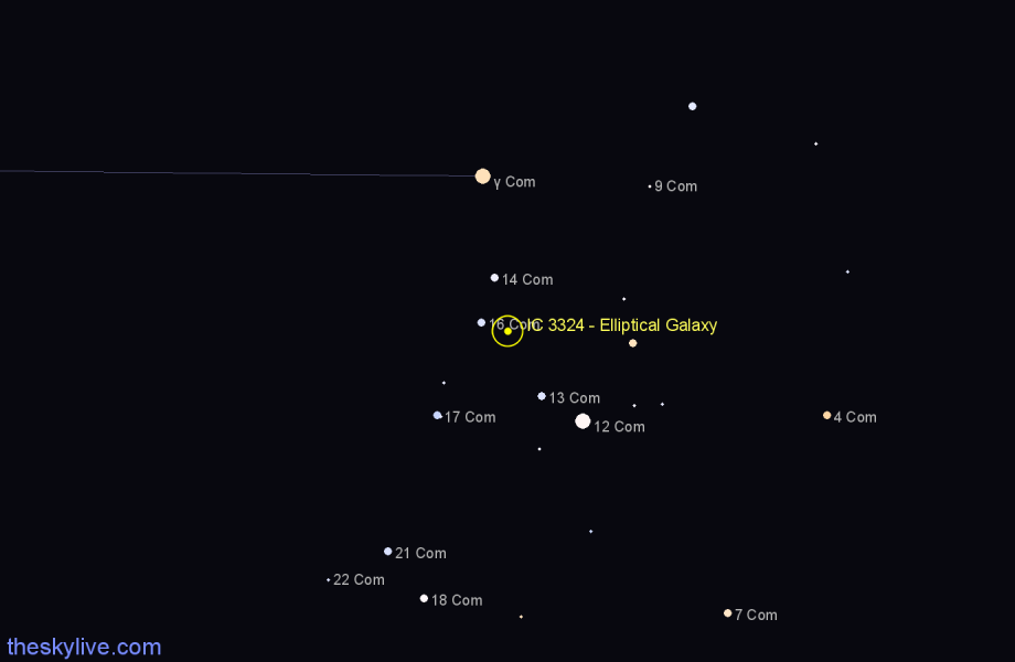Finder chart IC 3324 - Elliptical Galaxy in Coma Berenices star