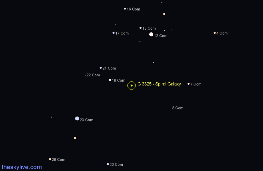 Finder chart IC 3325 - Spiral Galaxy in Coma Berenices star