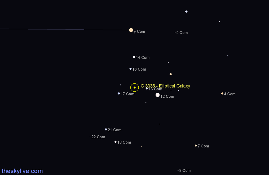 Finder chart IC 3335 - Elliptical Galaxy in Coma Berenices star