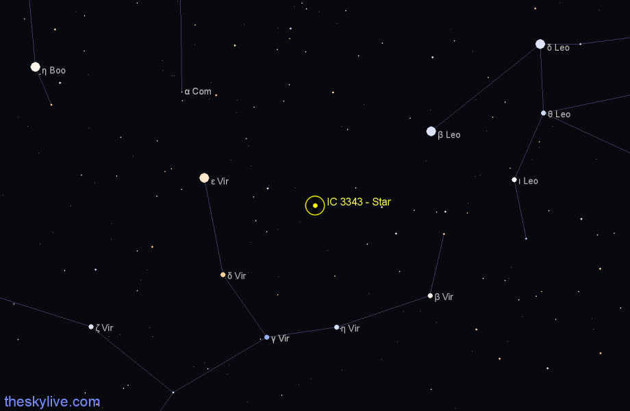 Finder chart IC 3343 - Star in Virgo star