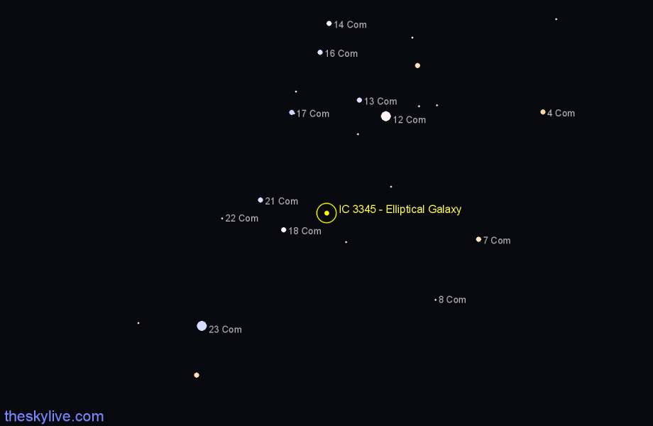 Finder chart IC 3345 - Elliptical Galaxy in Coma Berenices star