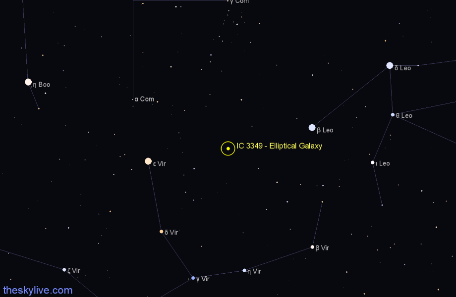 Finder chart IC 3349 - Elliptical Galaxy in Virgo star
