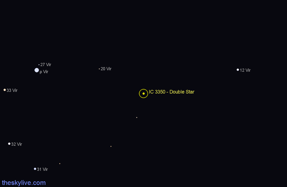 Finder chart IC 3350 - Double Star in Virgo star