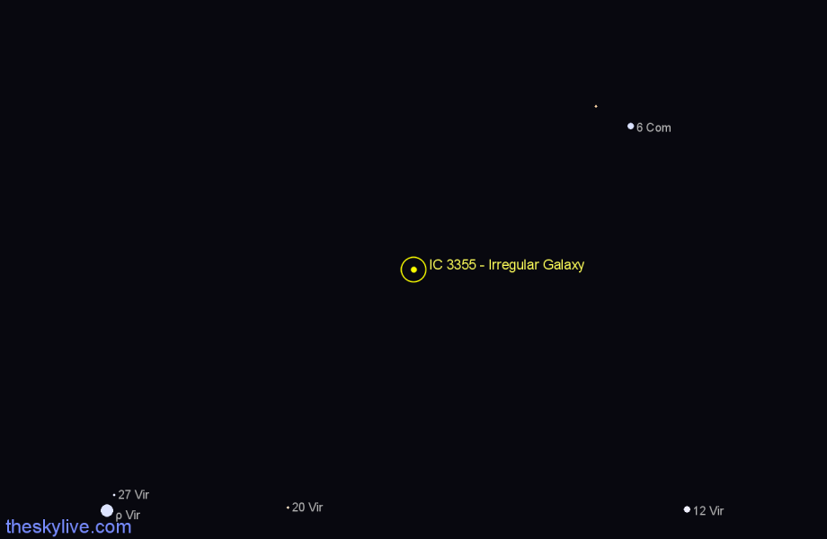 Finder chart IC 3355 - Irregular Galaxy in Virgo star