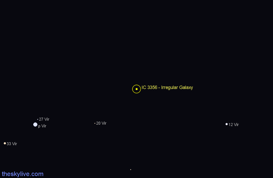 Finder chart IC 3356 - Irregular Galaxy in Virgo star