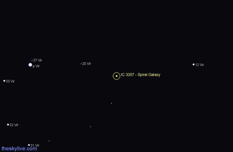 Finder chart IC 3357 - Spiral Galaxy in Virgo star