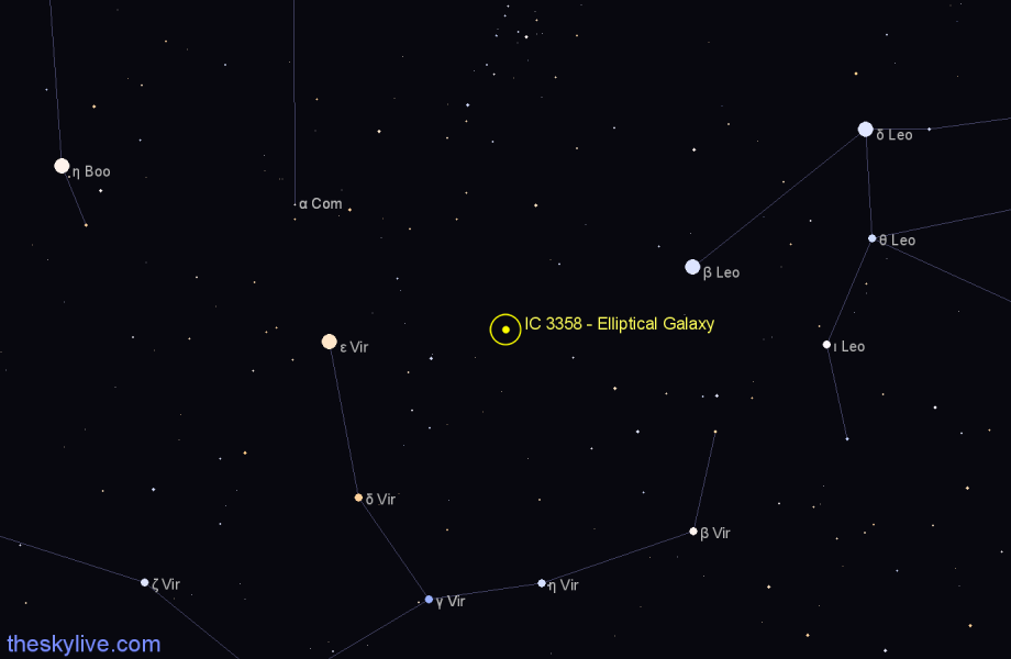 Finder chart IC 3358 - Elliptical Galaxy in Virgo star