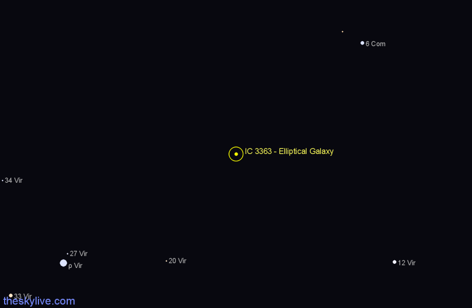 Finder chart IC 3363 - Elliptical Galaxy in Virgo star