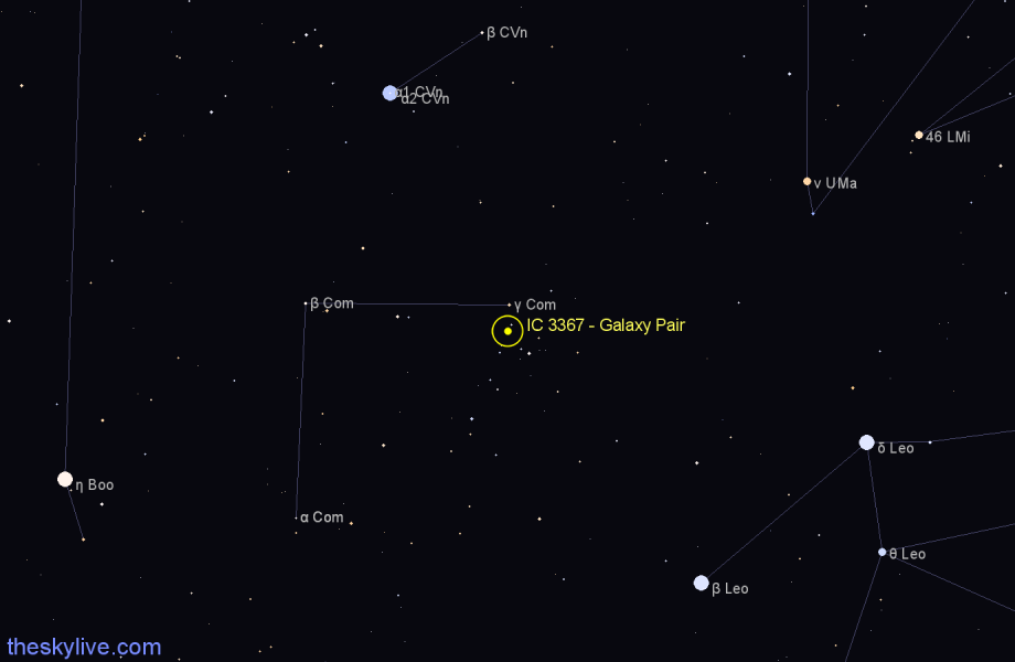 Finder chart IC 3367 - Galaxy Pair in Coma Berenices star