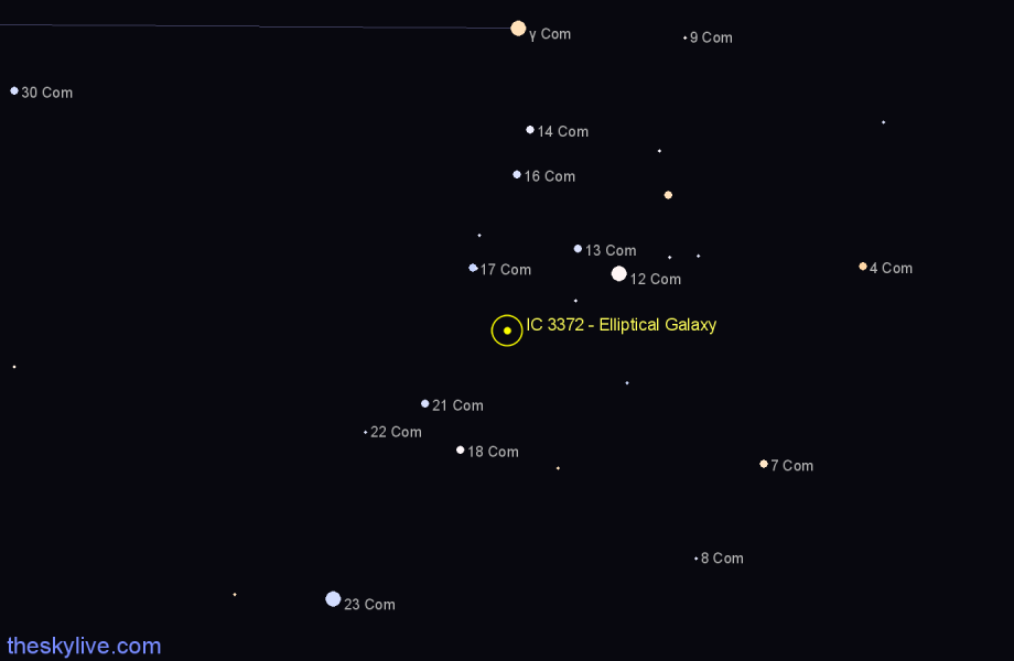 Finder chart IC 3372 - Elliptical Galaxy in Coma Berenices star