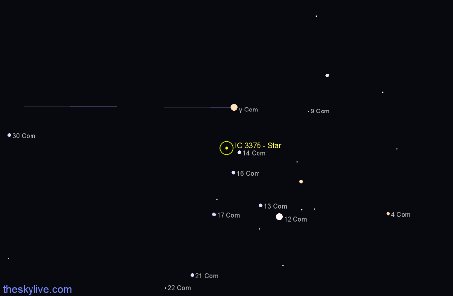 Finder chart IC 3375 - Star in Coma Berenices star