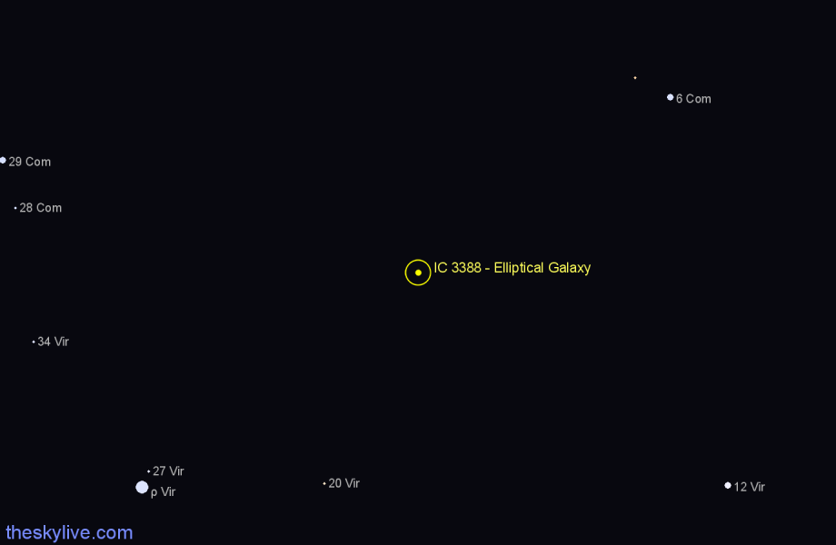 Finder chart IC 3388 - Elliptical Galaxy in Virgo star