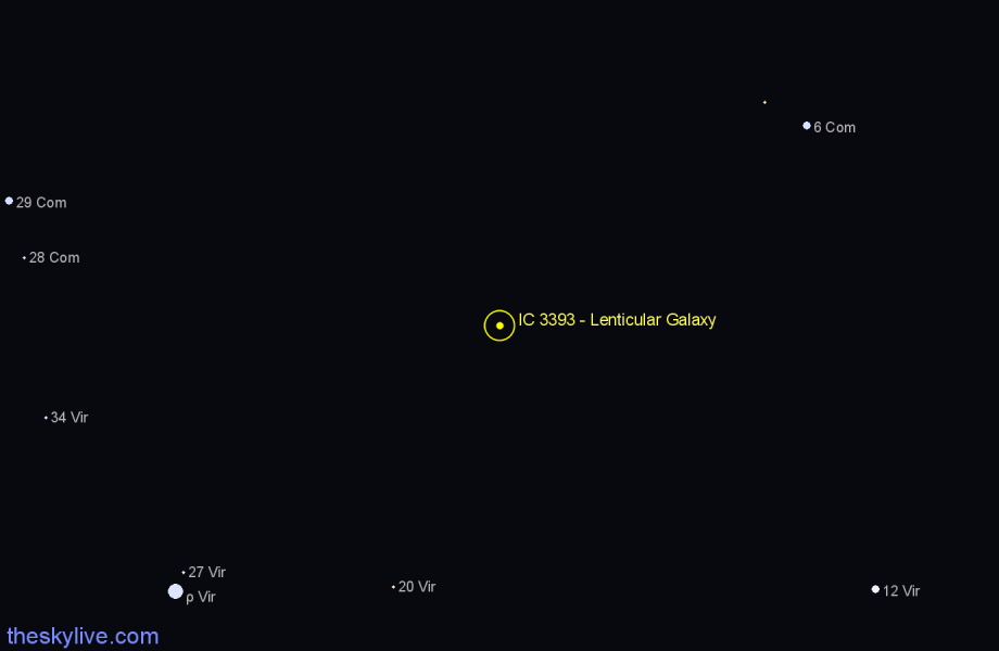 Finder chart IC 3393 - Lenticular Galaxy in Virgo star