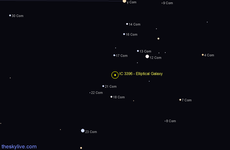 Finder chart IC 3396 - Elliptical Galaxy in Coma Berenices star