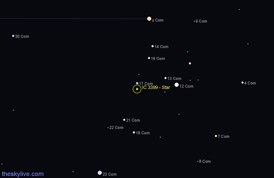 Finder chart IC 3399 - Star in Coma Berenices star