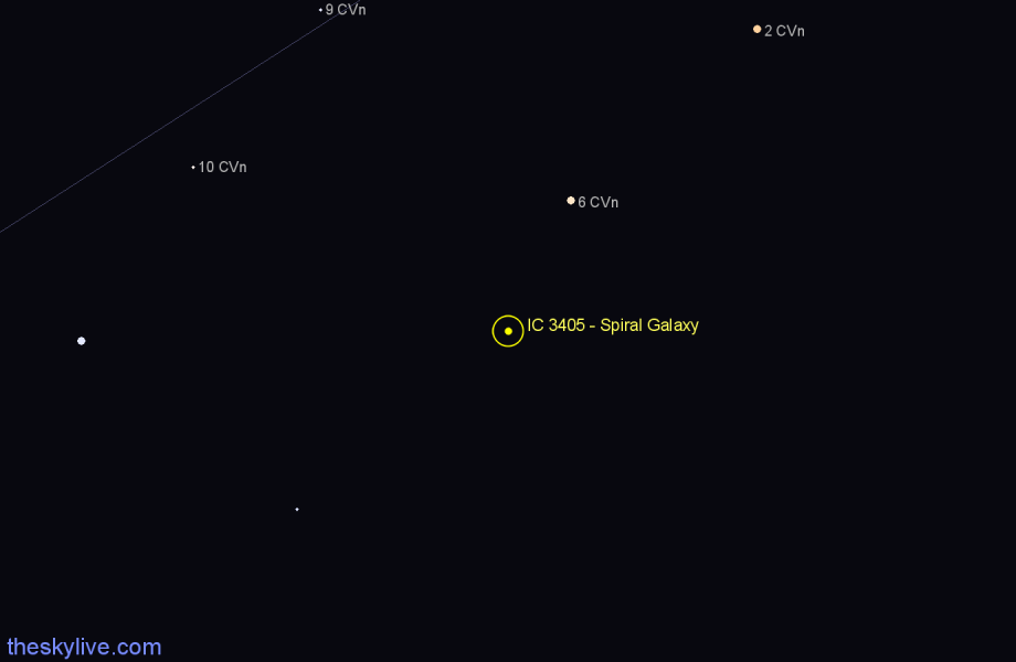 Finder chart IC 3405 - Spiral Galaxy in Canes Venatici star