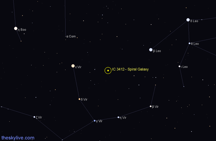 Finder chart IC 3412 - Spiral Galaxy in Virgo star