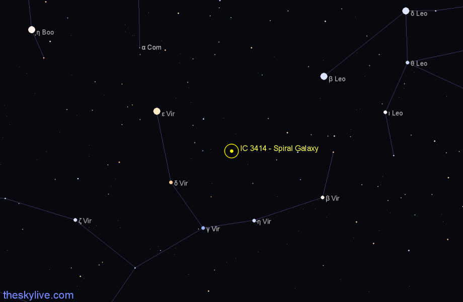 Finder chart IC 3414 - Spiral Galaxy in Virgo star