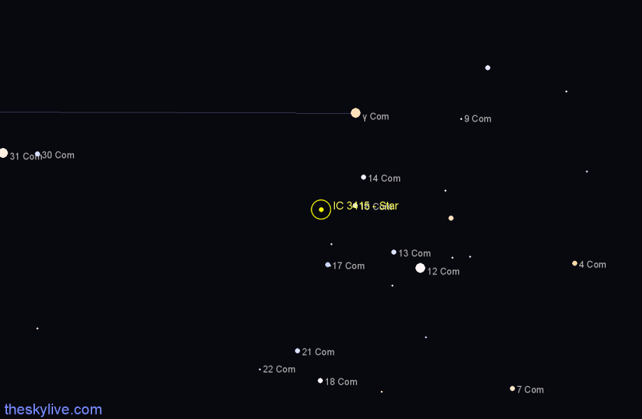 Finder chart IC 3415 - Star in Coma Berenices star