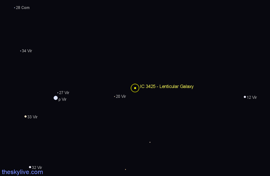 Finder chart IC 3425 - Lenticular Galaxy in Virgo star