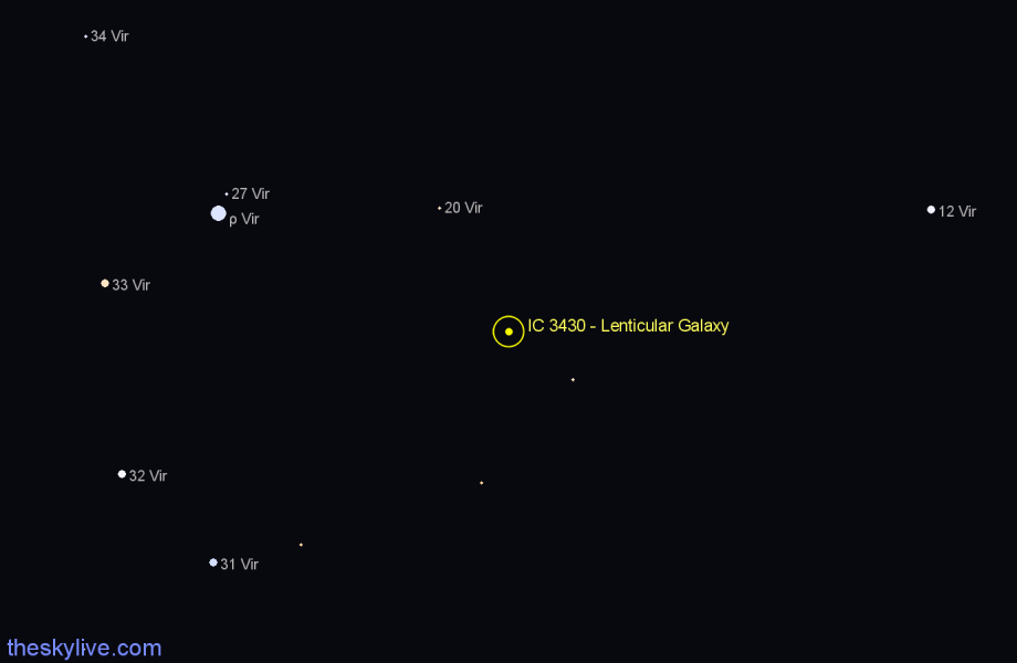 Finder chart IC 3430 - Lenticular Galaxy in Virgo star