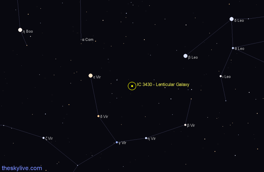 Finder chart IC 3430 - Lenticular Galaxy in Virgo star