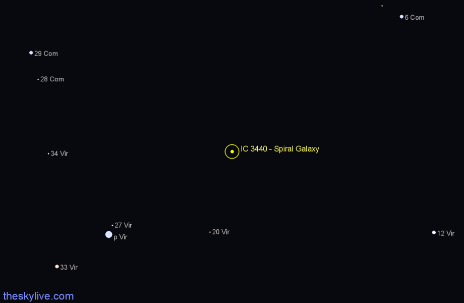 Finder chart IC 3440 - Spiral Galaxy in Virgo star