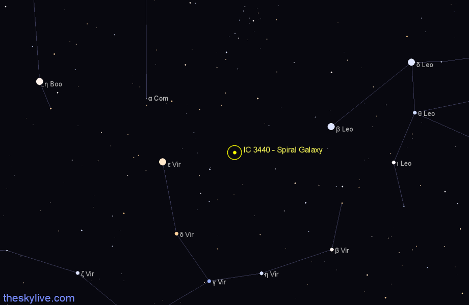 Finder chart IC 3440 - Spiral Galaxy in Virgo star